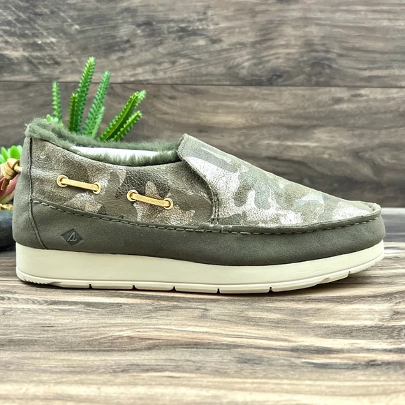NEW Sperry Moc Sider Metallic Camo Indoor Outdoor Moc Sneaker Faux Fur 8M 39 - Picture 6 of 11